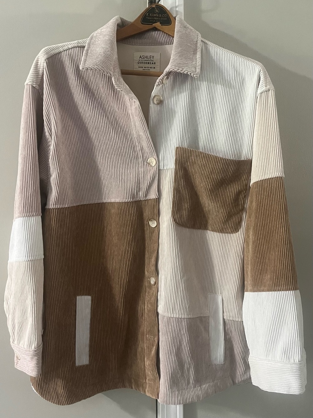 Women’s Patchwork Colorblock Corduroy Shirt Jacket Ashley by 26 international XL